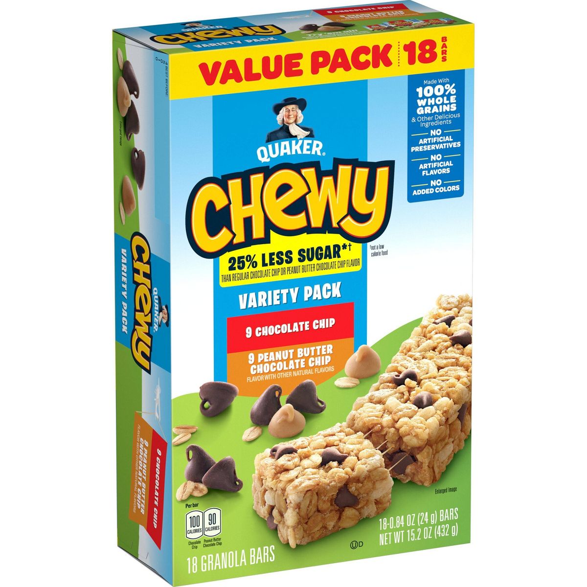 Quaker Chewy 3 Sabores Variedad Reducido en Azúcar Barras de Granola - 15.2 oz/18 ct - Imagen 2