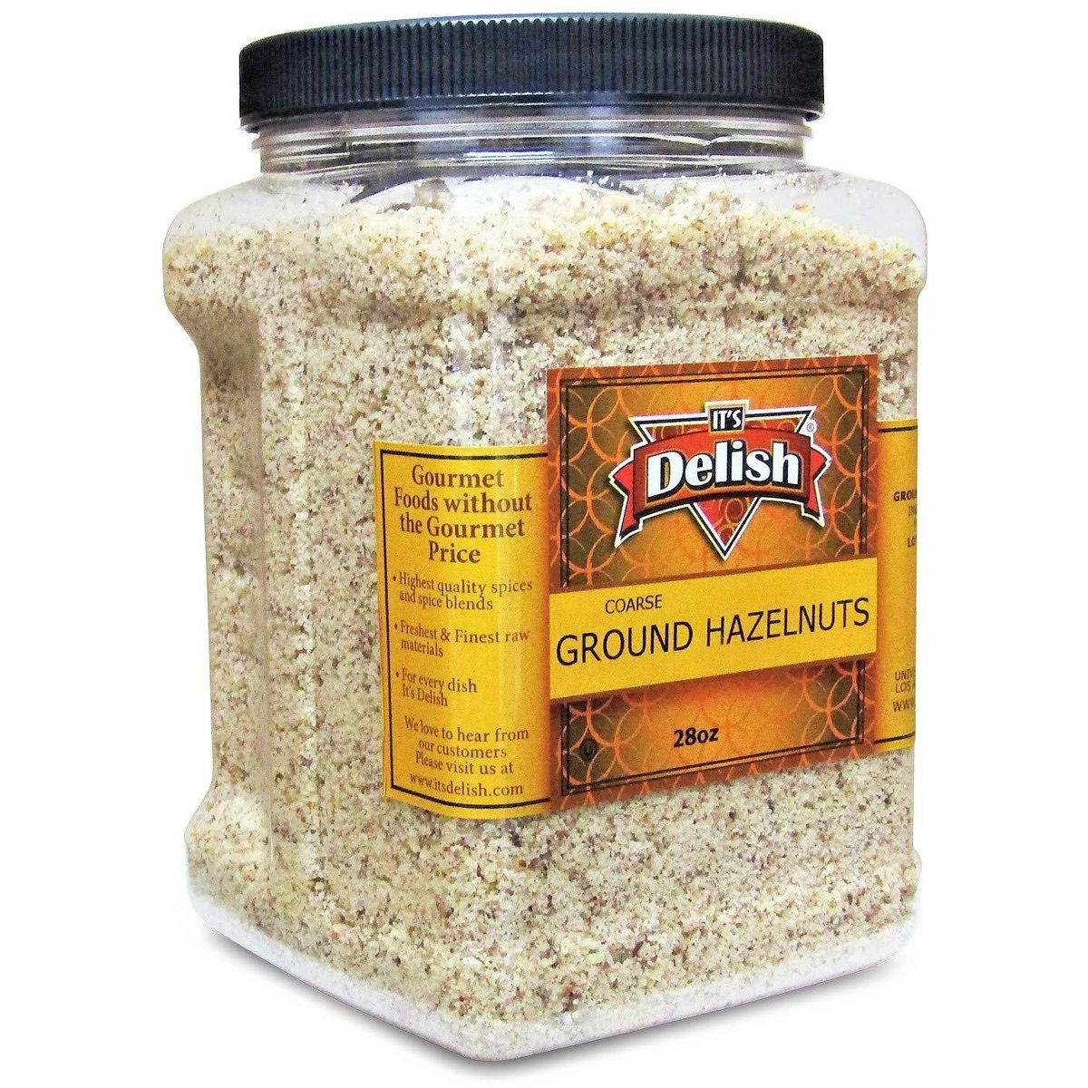 Avellanas Molidas de It's Delish, Contenedor Reutilizable Jumbo de 28 Oz