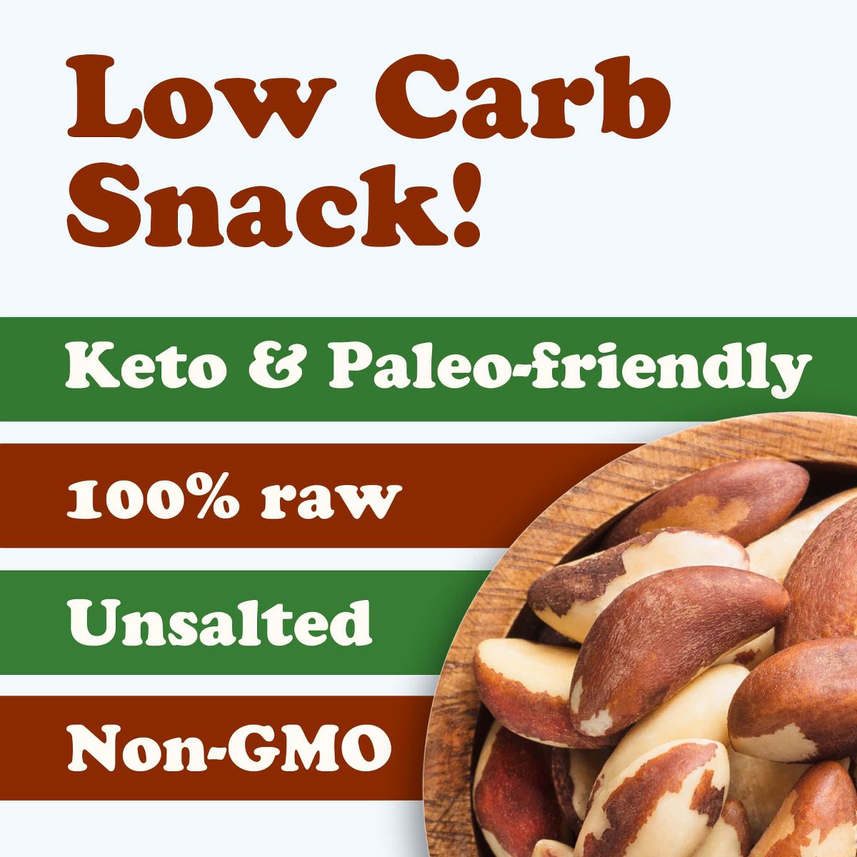 Nueces de Brasil — Verificadas No Transgénicas, Crudas, Enteras, Sin Cáscara, Sin Sal, Kosher, Veganas, Keto, Amigables con la Dieta Paleo, Granel, Buena Fuente de Selenio. - Imagen 6