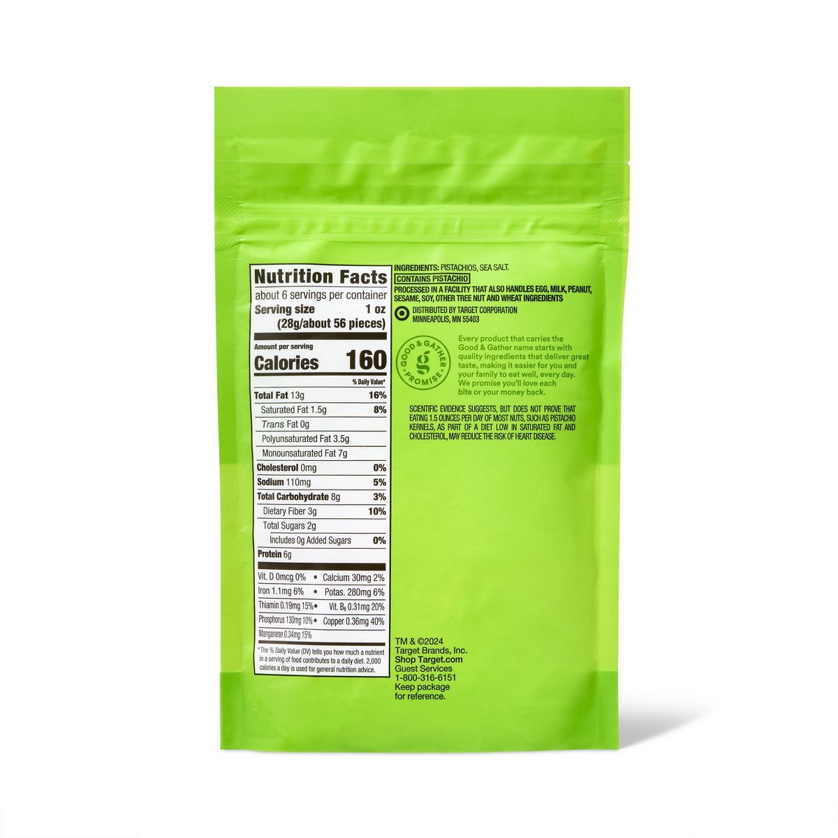 Pistachos sin cáscara tostados en seco con sal marina - 5.5 oz - Good & Gather™ - Imagen 3