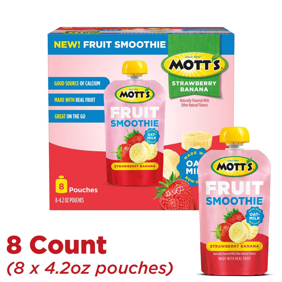 Mott's Smoothie de Frutas Fresa y Plátano en Bolsitas - 33.6 oz/8 ct - Imagen 3