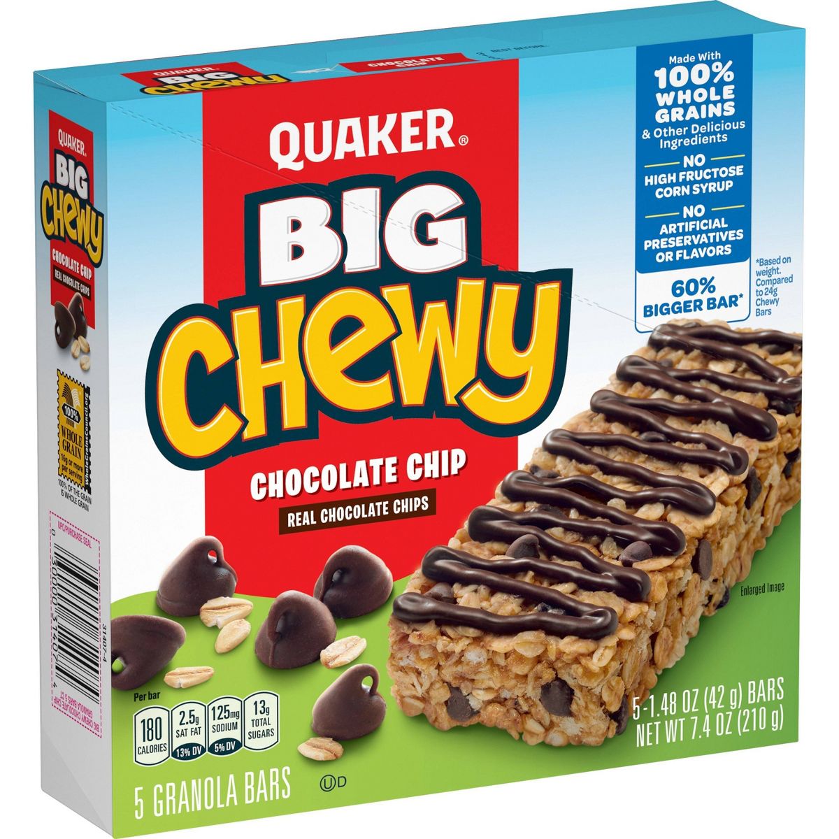 Quaker Big Chewy Barras de Granola con Chispas de Chocolate - 7.4 oz / 5 ct