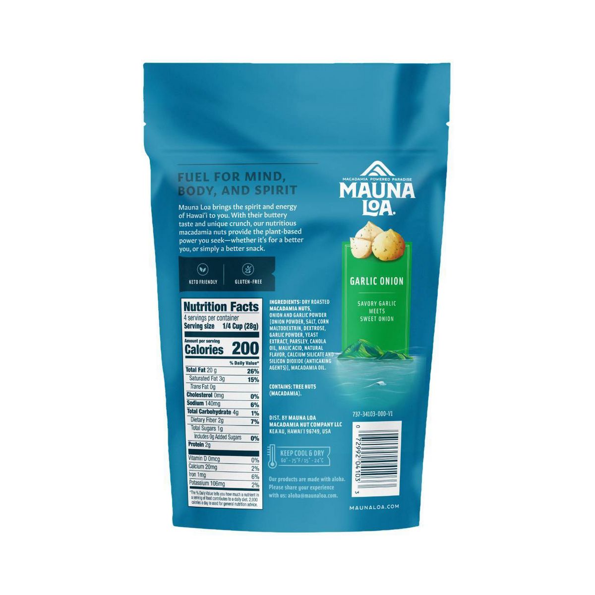 Mauna Loa Macadamias con Ajo y Cebolla - 4 oz - Imagen 3