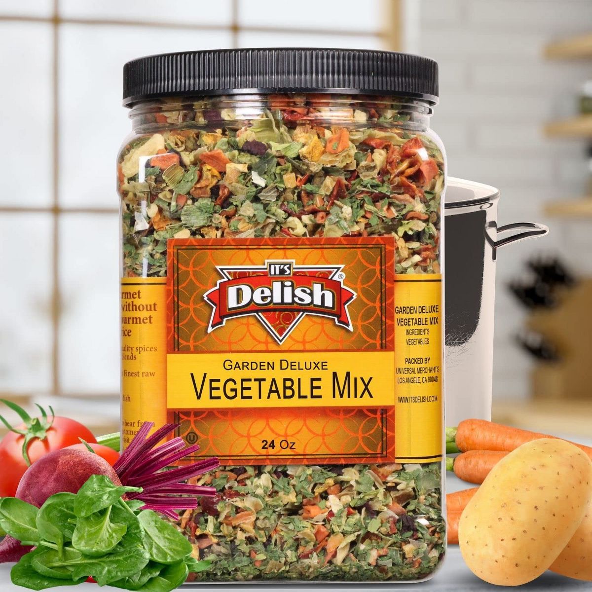 Mezcla para Sopa de Verduras Garden Deluxe de It's Delish, Contenedor Jumbo de 24 OZ - Imagen 3