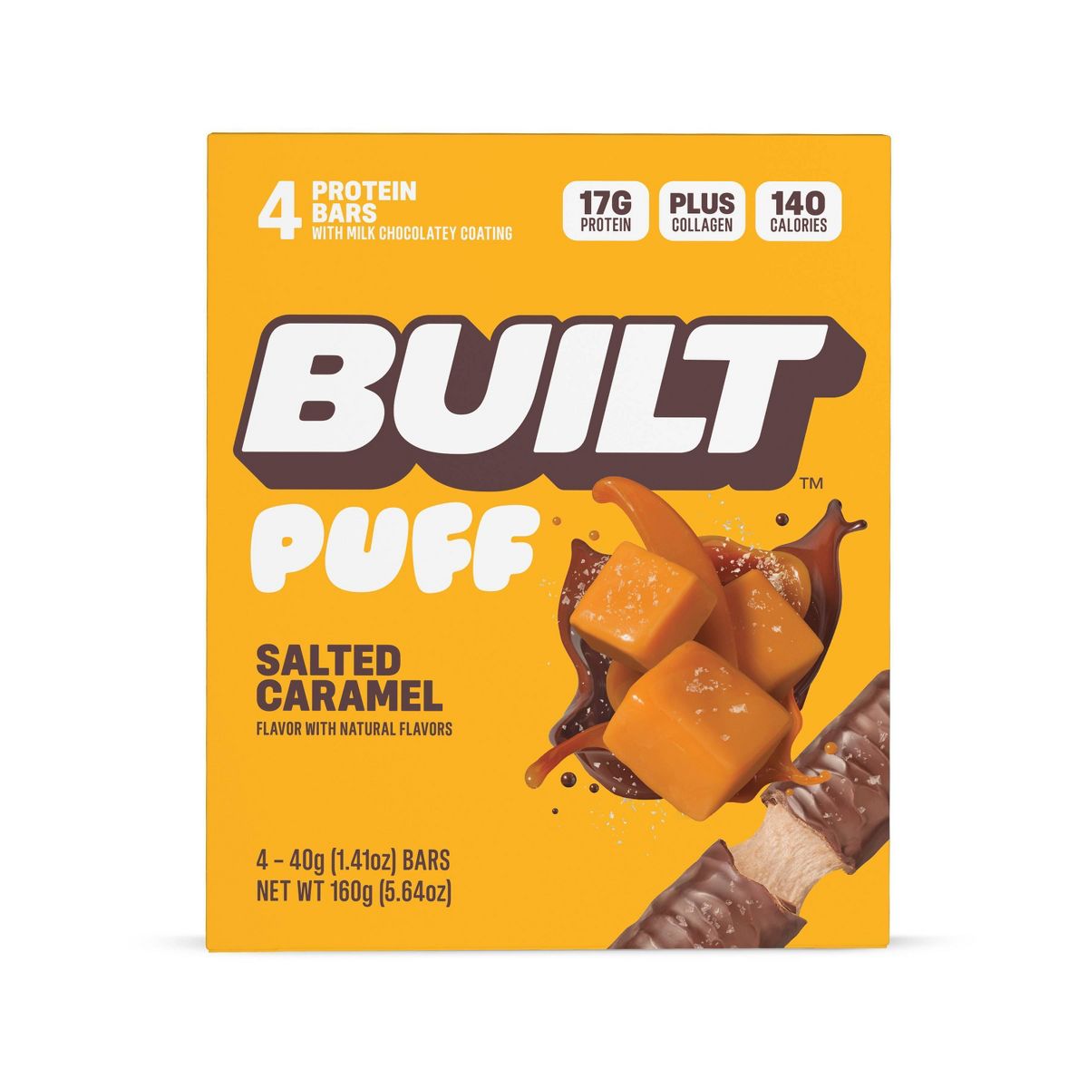 Built Bar Salted Caramel Puff Barritas de Proteína - 17g de Proteína - 5.64 oz/4 ct