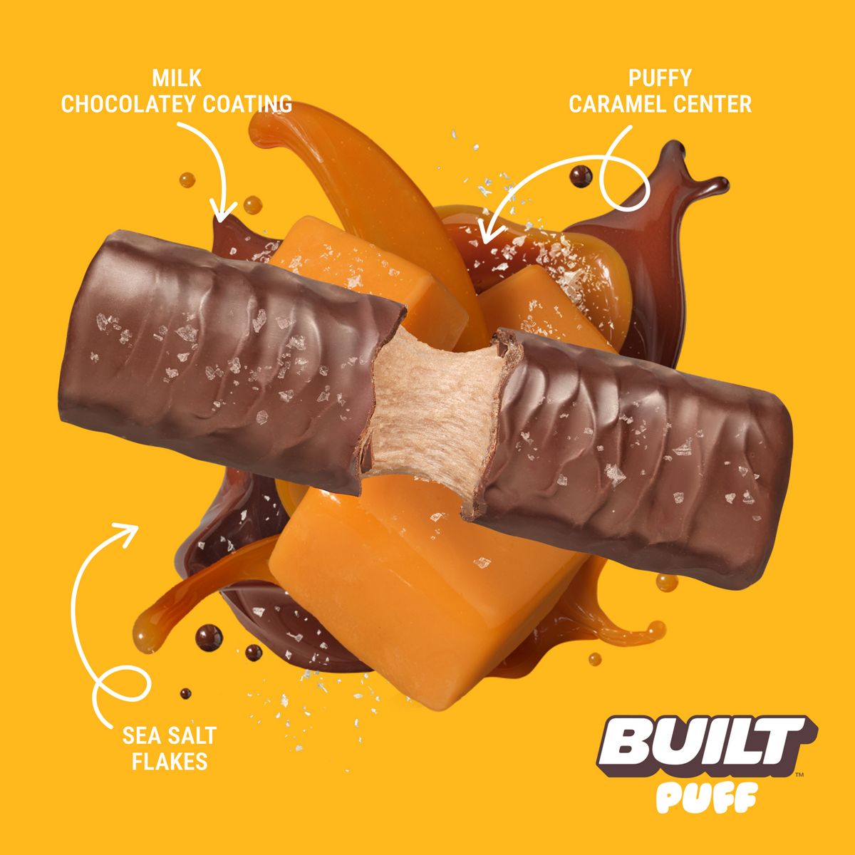 Built Bar Salted Caramel Puff Barritas de Proteína - 17g de Proteína - 5.64 oz/4 ct - Imagen 3