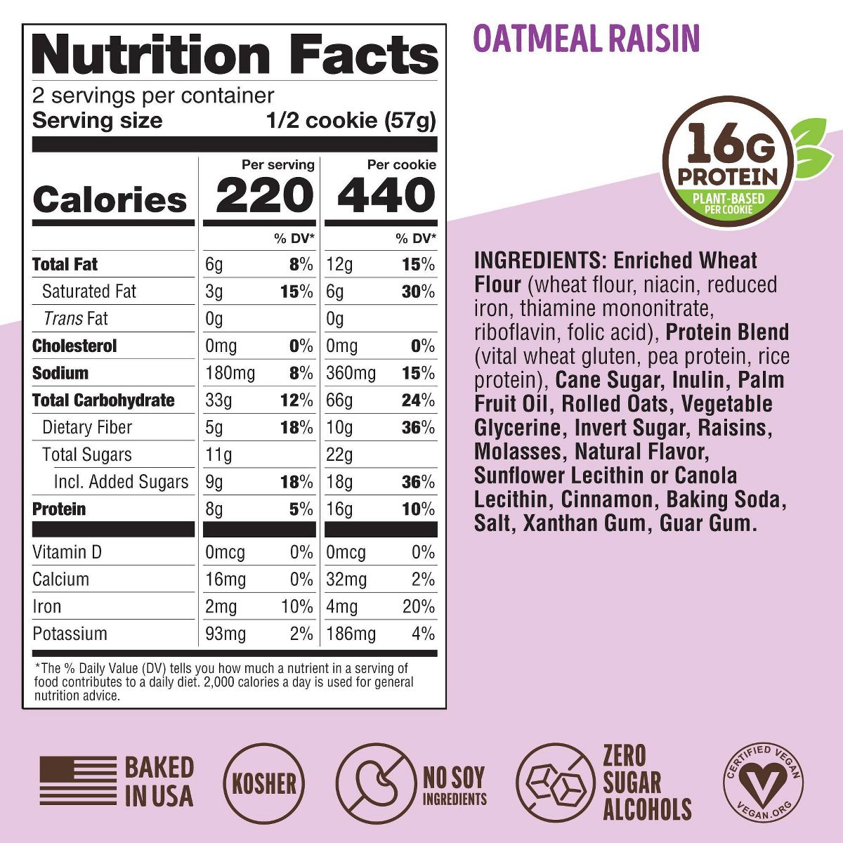 Galleta Vegana Completa Lenny & Larry's - Avena con Pasas - 12ct - Imagen 6