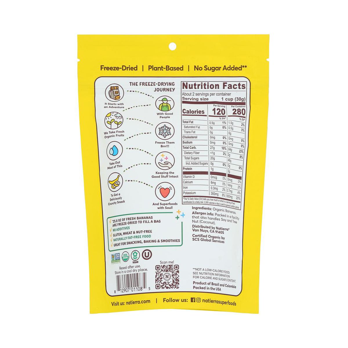 Natierra Plátanos Orgánicos Liofilizados - Caja con 12/2.5 oz - Imagen 4