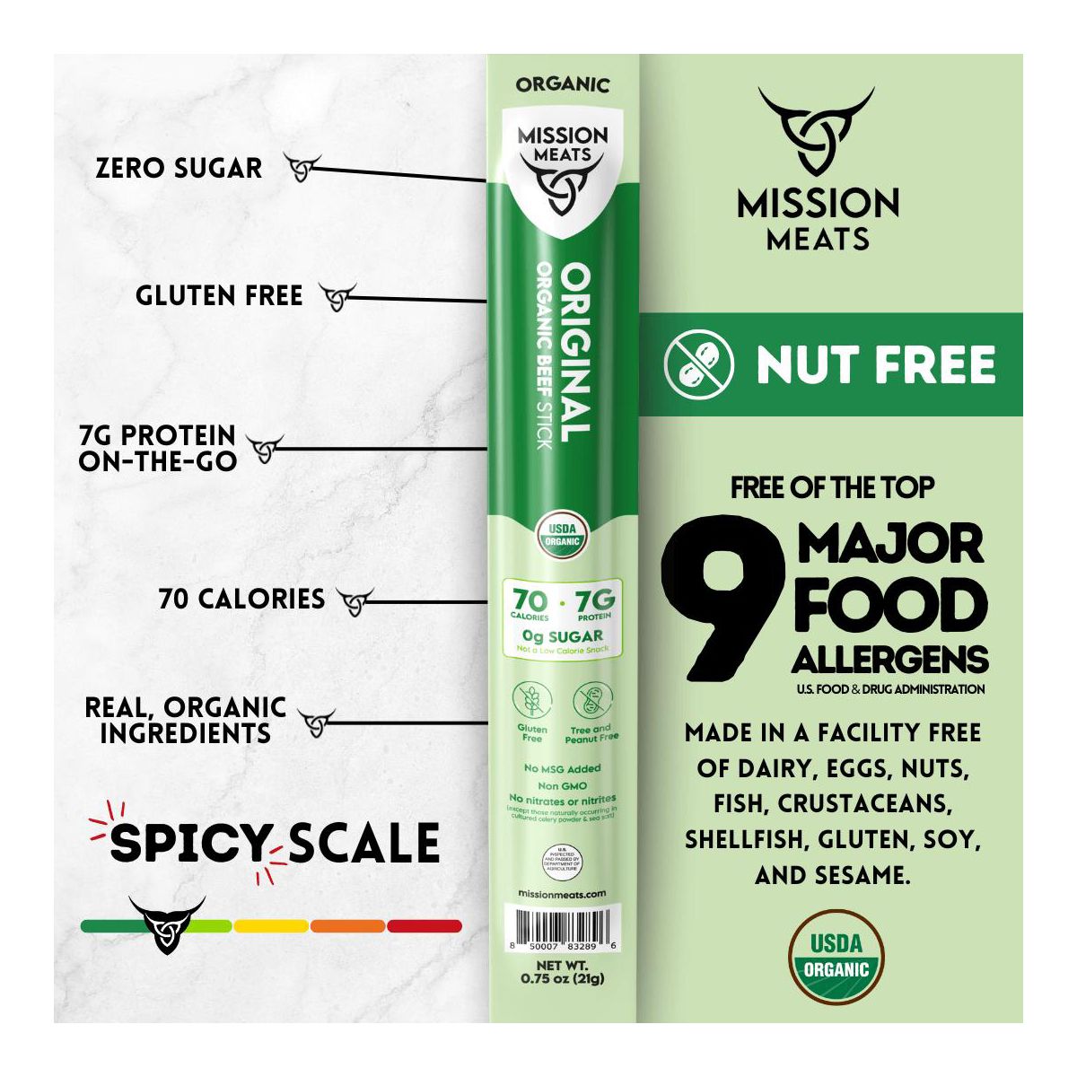 Mission Meats Palitos de Res 100% Orgánicos Certificados – Criados en Pastizales, Sin Azúcar, No Transgénicos, Merienda Saludable de Palitos de Carne Envueltos Individualmente, 0.75 oz (12 ct) - Imagen 3