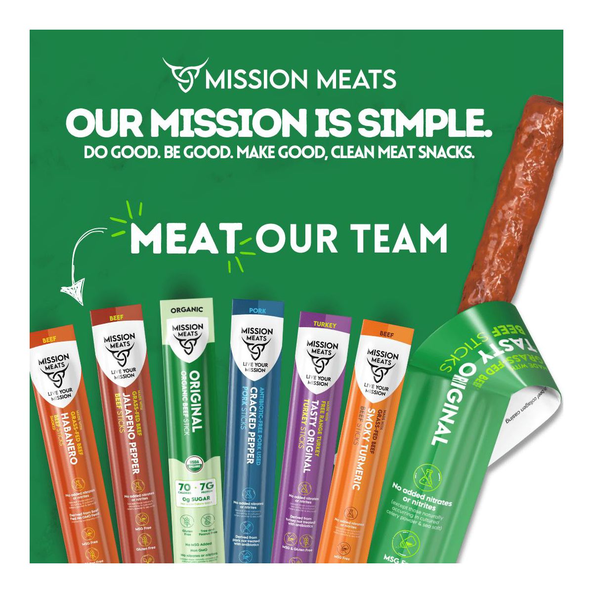 Mission Meats Palitos de Res 100% Orgánicos Certificados – Criados en Pastizales, Sin Azúcar, No Transgénicos, Merienda Saludable de Palitos de Carne Envueltos Individualmente, 0.75 oz (12 ct) - Imagen 10