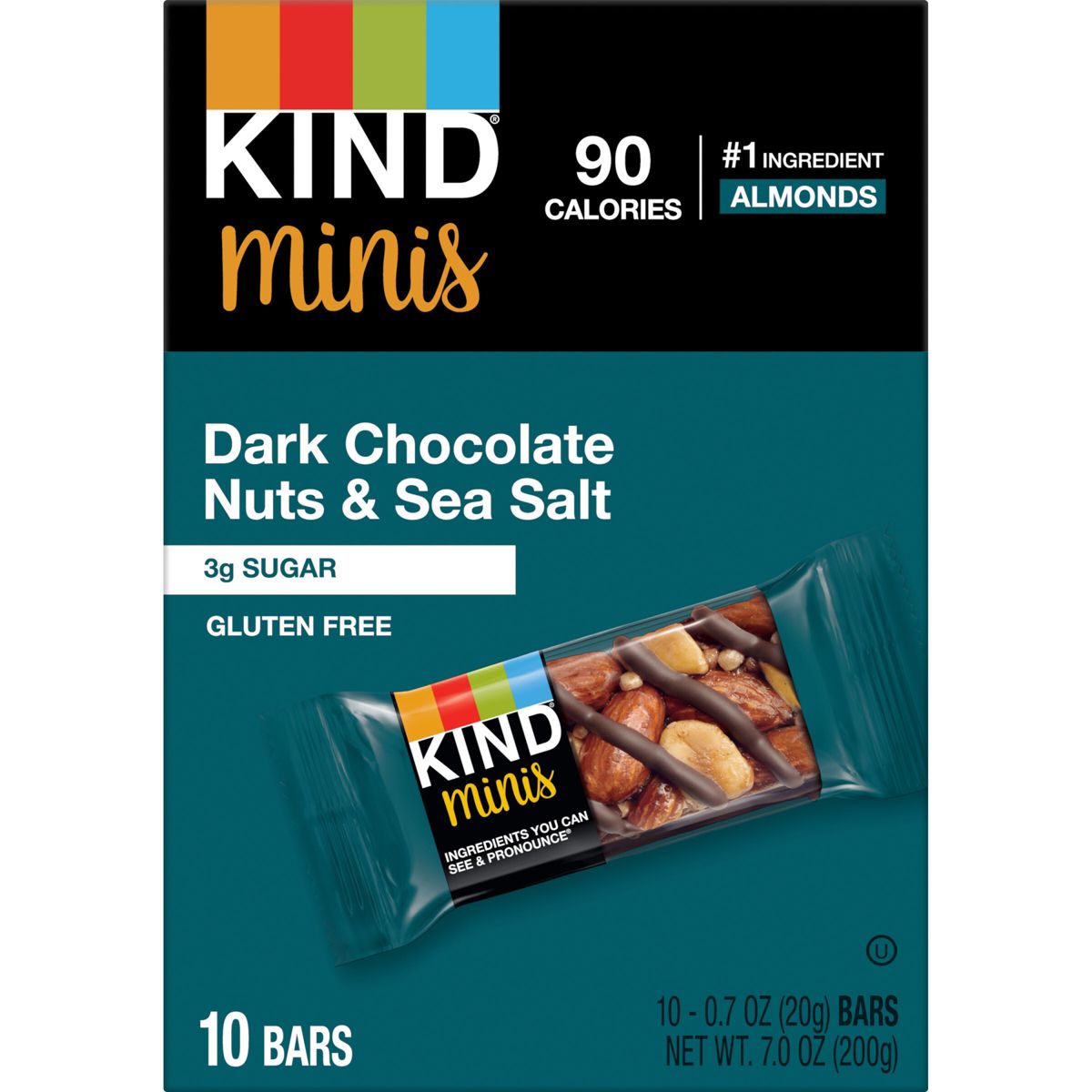 KIND Minis Chocolate Oscuro, Nuez y Sal Marina - 7 oz / 10 ct - Imagen 3