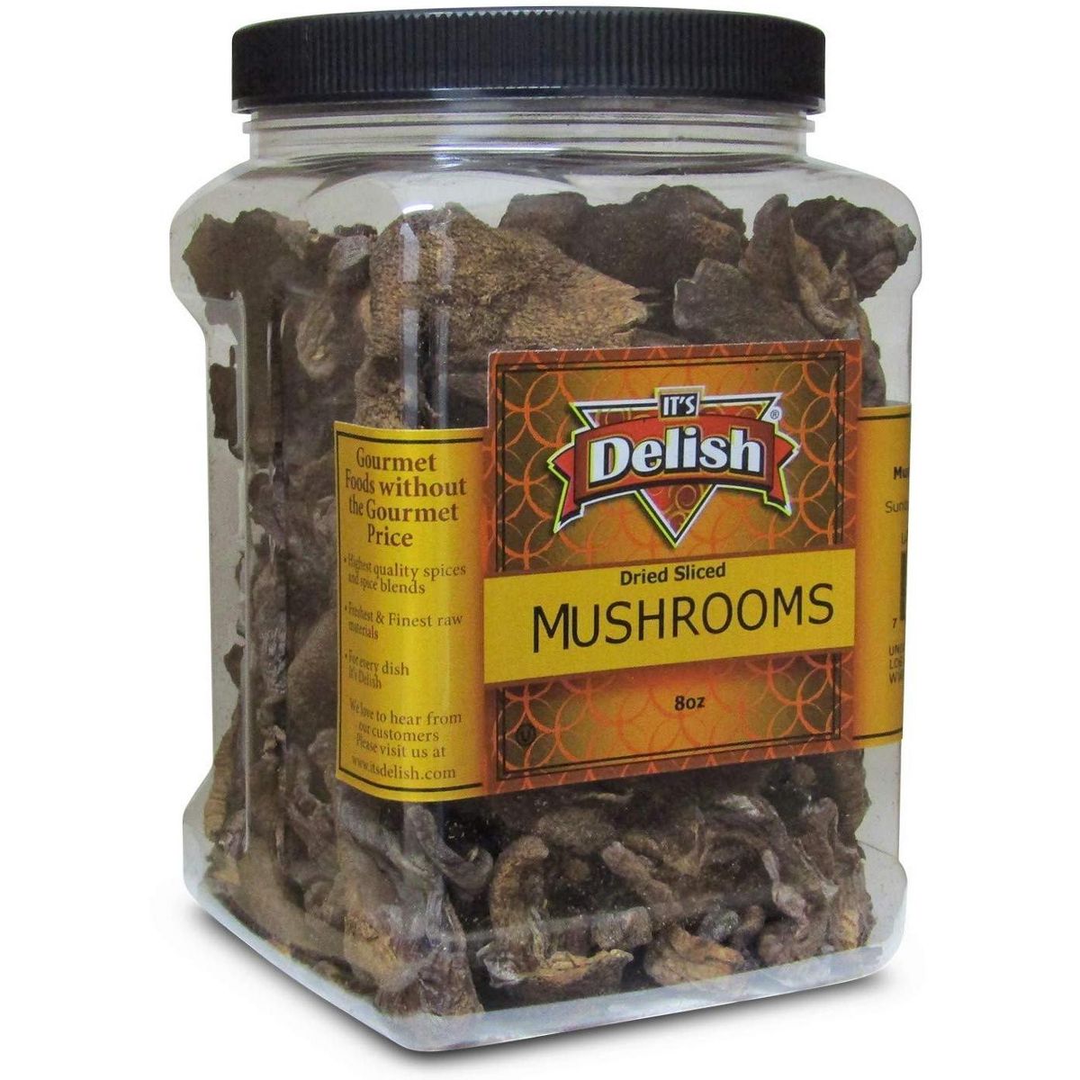 Rebanadas de Hongos Secos (Boletus Luteus) por It's Delish, 8 Oz | Contenedor Jumbo