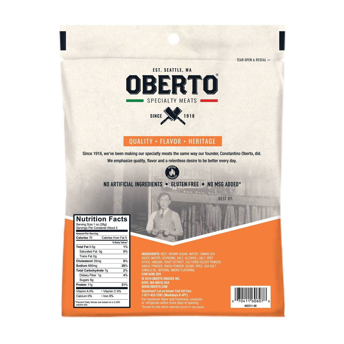 Oberto Beef Jerky Sabor Teriyaki - 2.7 oz - Imagen 3
