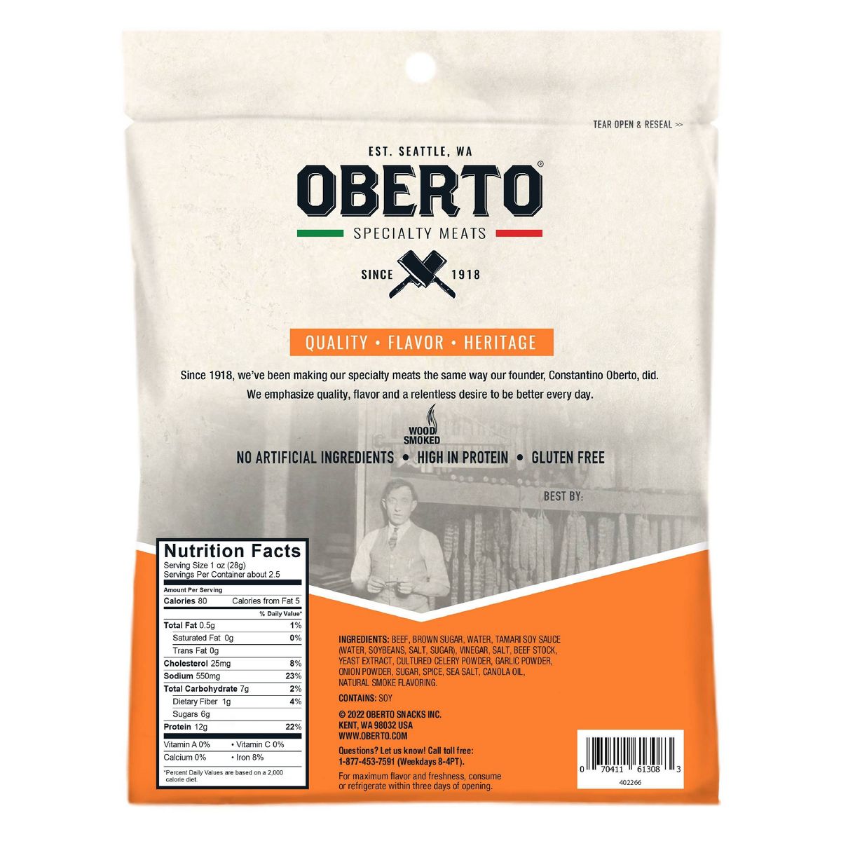 Oberto Beef Jerky Sabor Teriyaki - 2.7 oz - Imagen 4