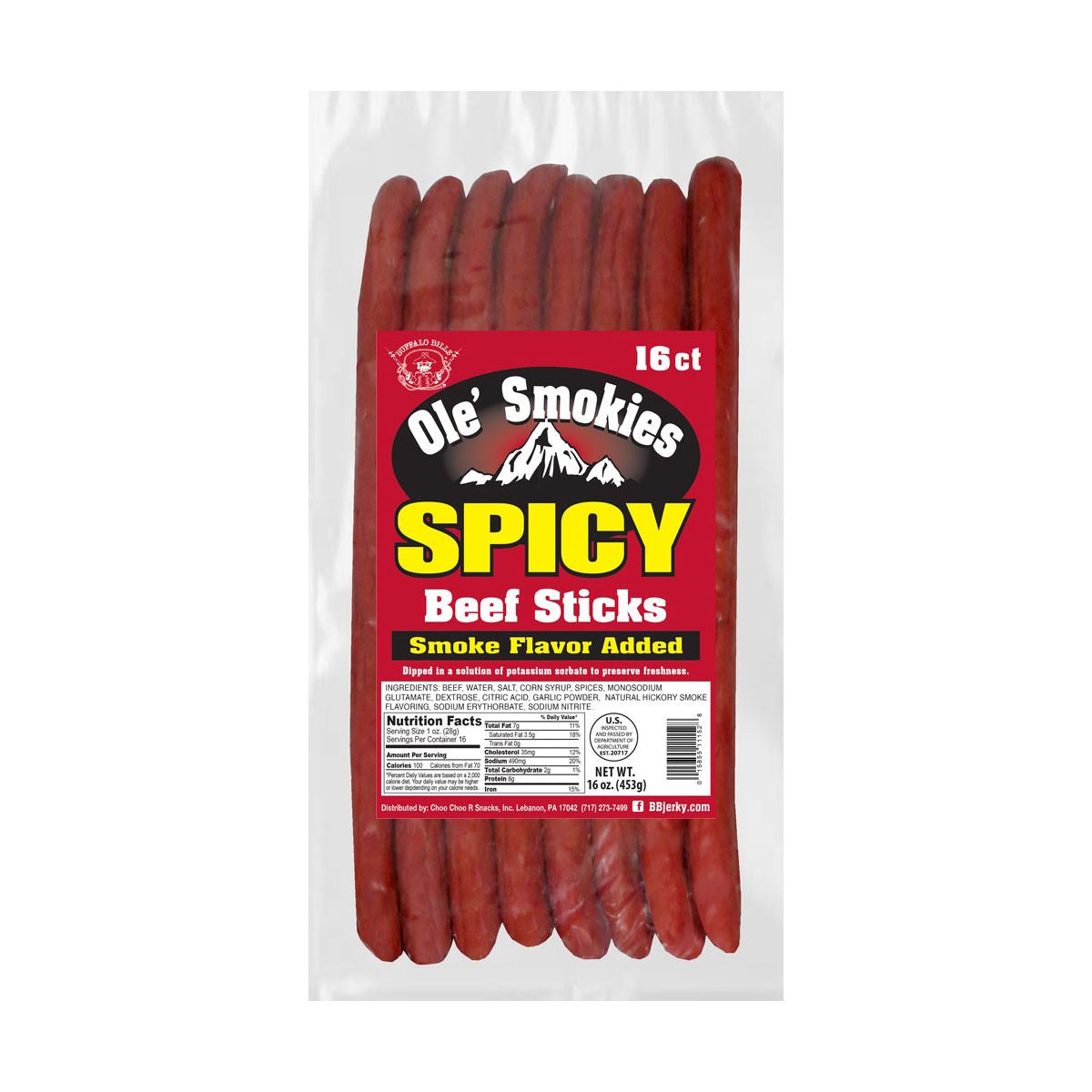 Salchichas de Res Buffalo Bills Picantes Ole' Smokies, Paquete de 16 Piezas de 9 Pulgadas (dos bolsas de 1 lb) - Imagen 3