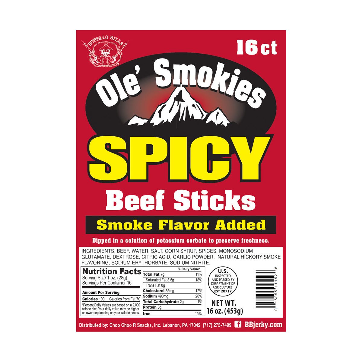 Salchichas de Res Buffalo Bills Picantes Ole' Smokies, Paquete de 16 Piezas de 9 Pulgadas (dos bolsas de 1 lb) - Imagen 4