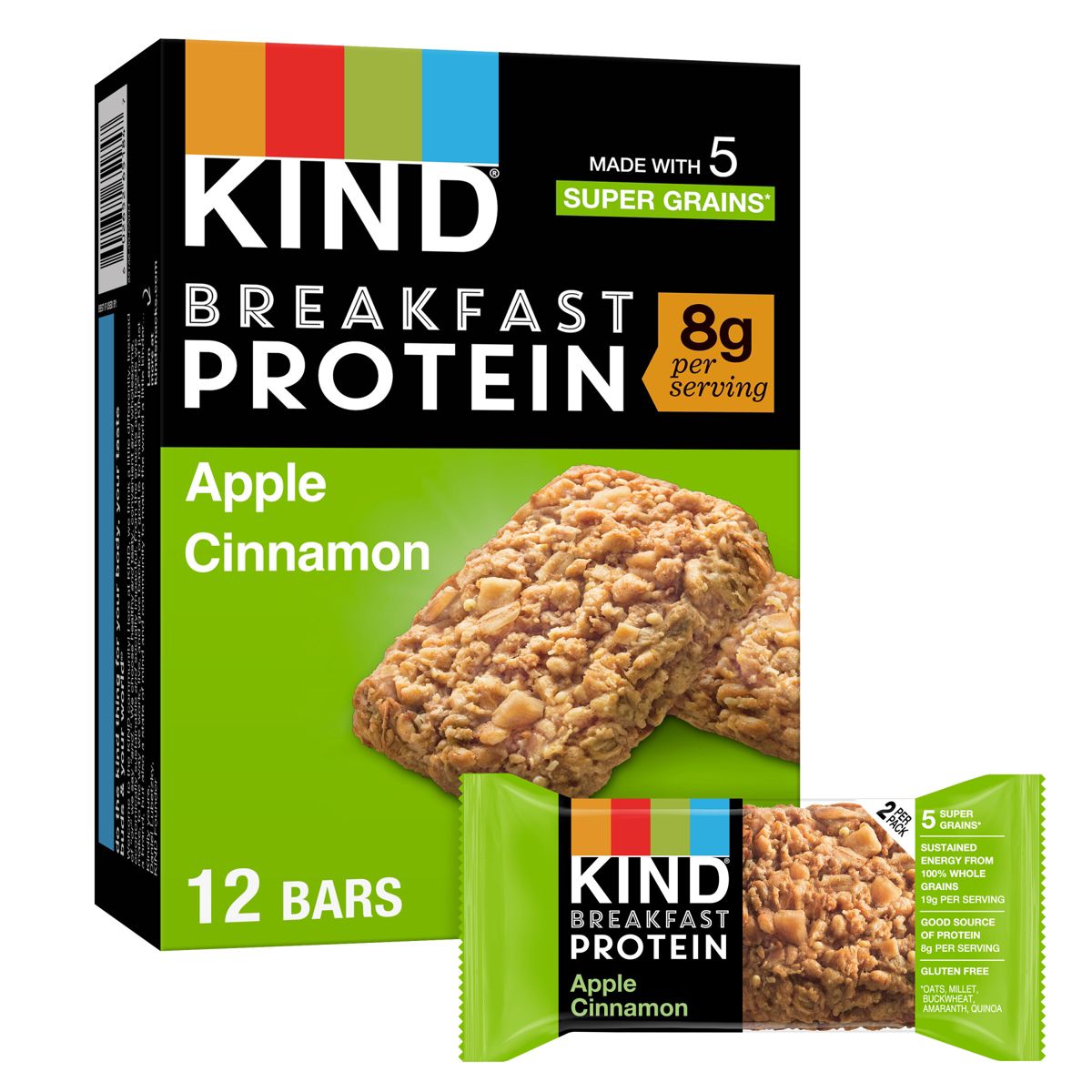 KIND Barras Nutritivas para el Desayuno de Manzana y Canela - 10.58 oz / 6 ct