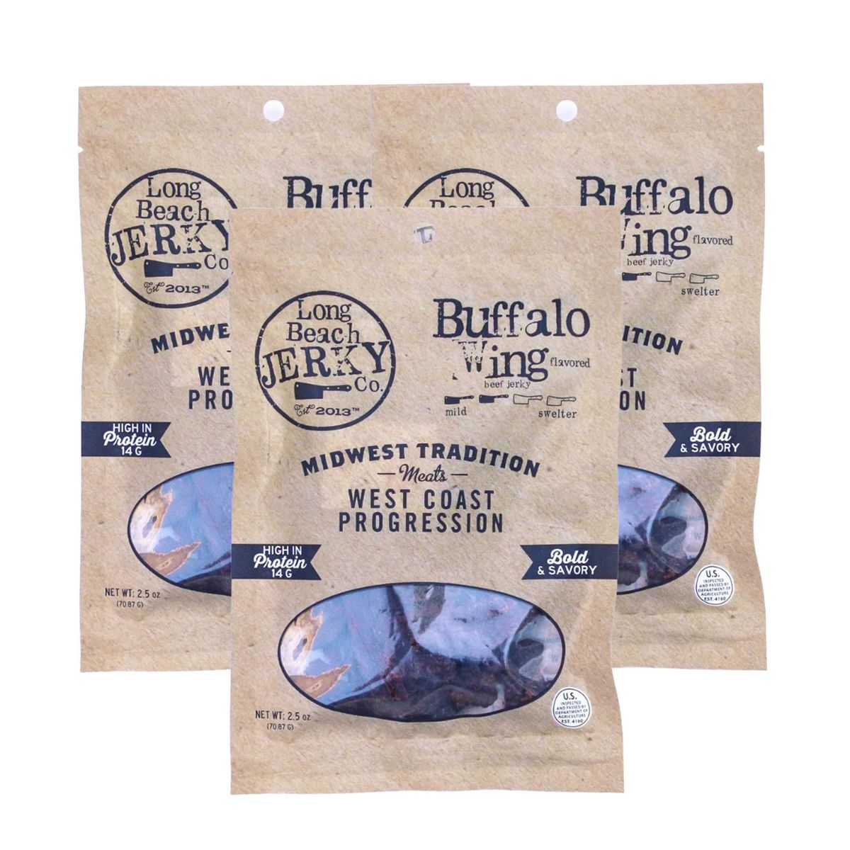 JVL Enterprises 2.5 oz Cecina de Res Sabor Buffalo Wing - Paquete de 3 - Imagen 2