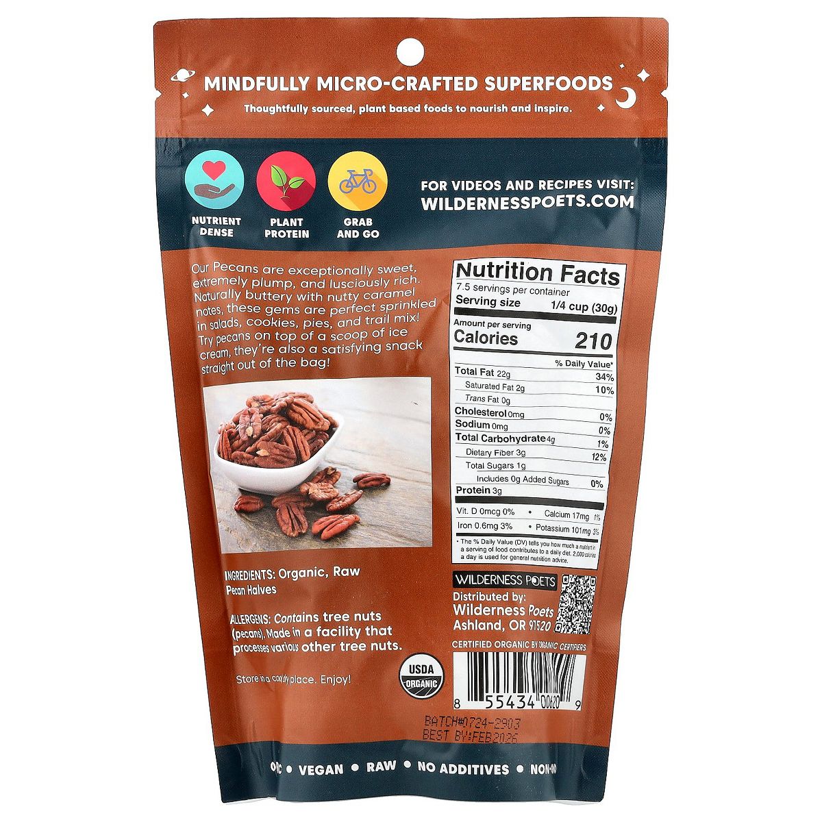 Nueces Pecanas Wilderness Poets, 8 oz (226 g) - Imagen 3