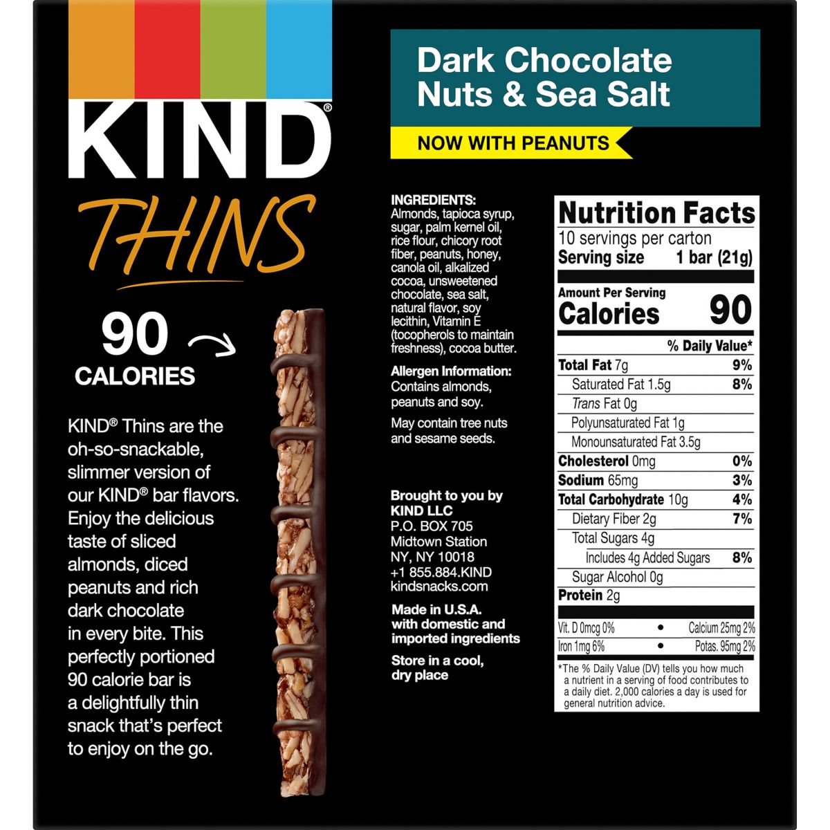 KIND Thins Chocolate Oscuro con Nueces y Sal Marina - 7.4 oz/10 ct - Imagen 8