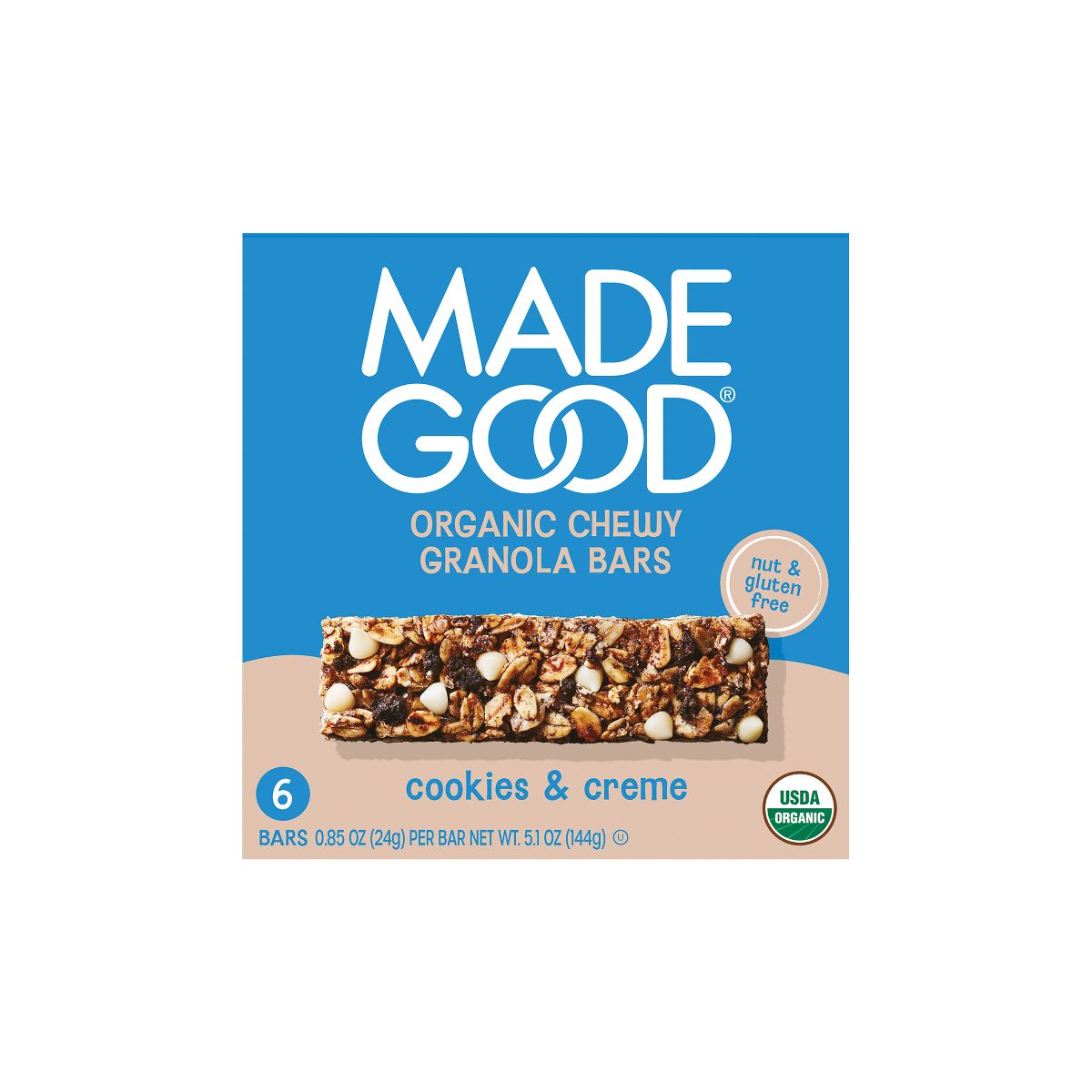 MadeGood Barra de Granola Galletas y Crema - 5.1 oz / 6 ct