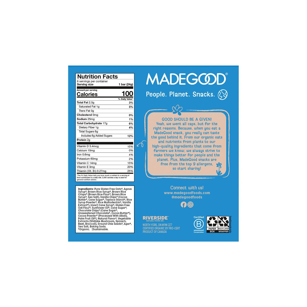 MadeGood Barra de Granola Galletas y Crema - 5.1 oz / 6 ct - Imagen 3