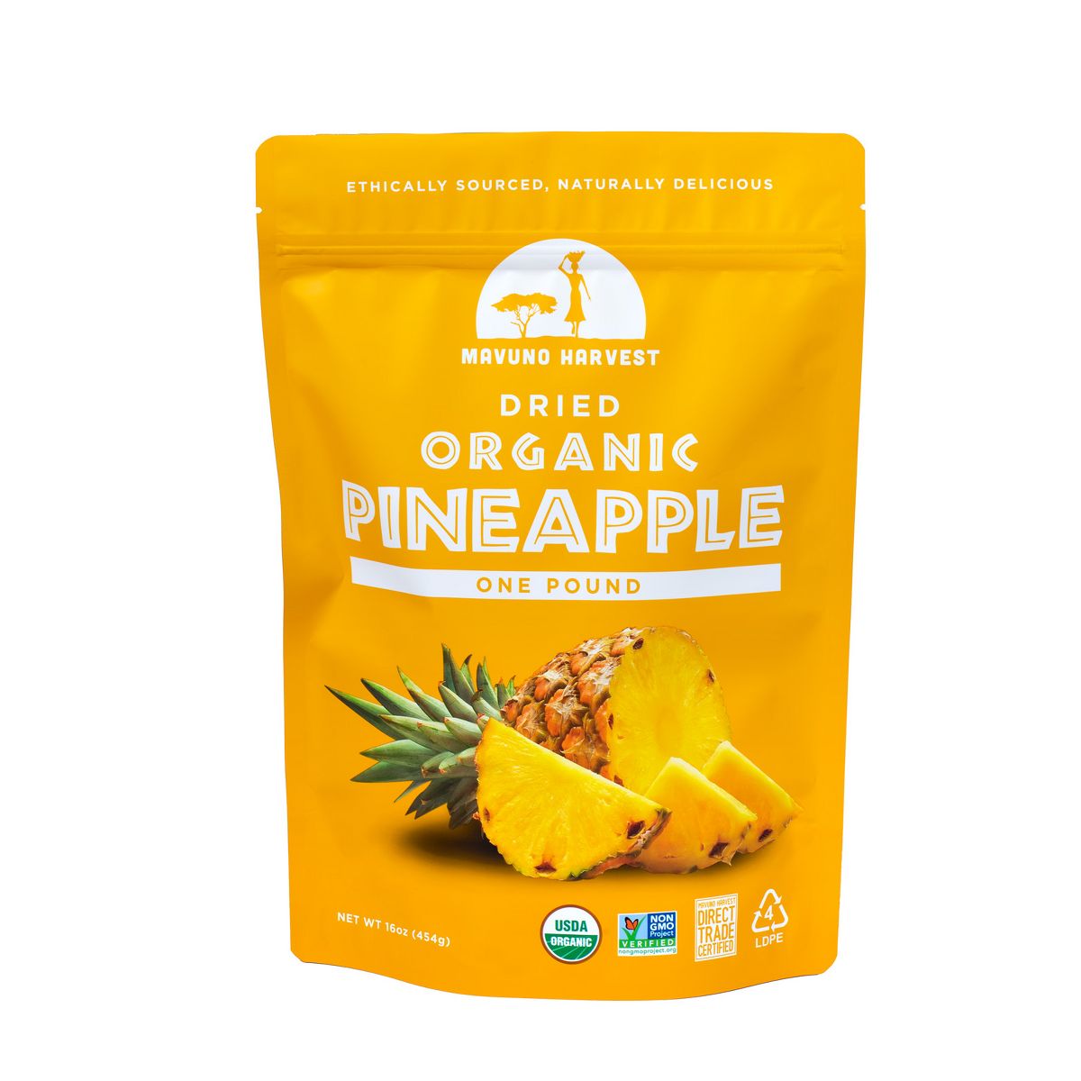 Mavuno Harvest Piña Deshidratada Orgánica para Snack, un Alimento Saludable Vegano y Sin Gluten, sin Conservadores ni Azúcares Añadidos