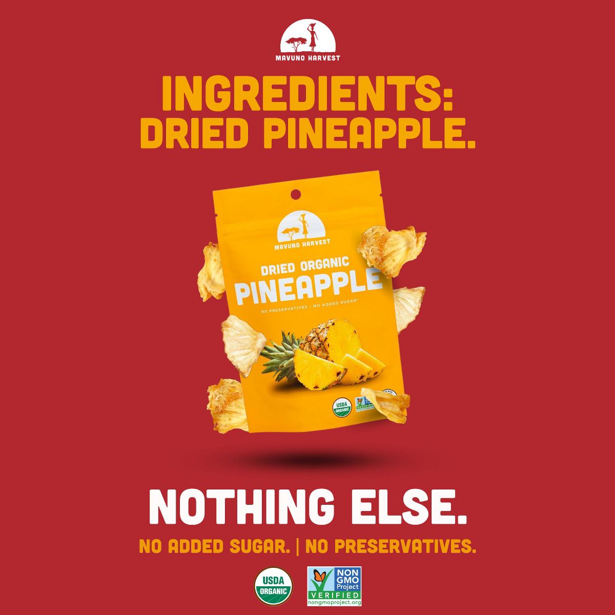 Mavuno Harvest Piña Deshidratada Orgánica para Snack, un Alimento Saludable Vegano y Sin Gluten, sin Conservadores ni Azúcares Añadidos - Imagen 4