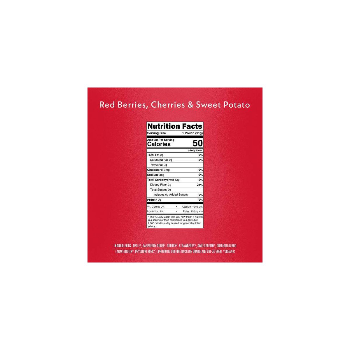 Once Upon a Farm Belly Blends Bolsita de Fruta con Bayas Rojas, Cerezas y Camote - 3.2 oz - Imagen 5