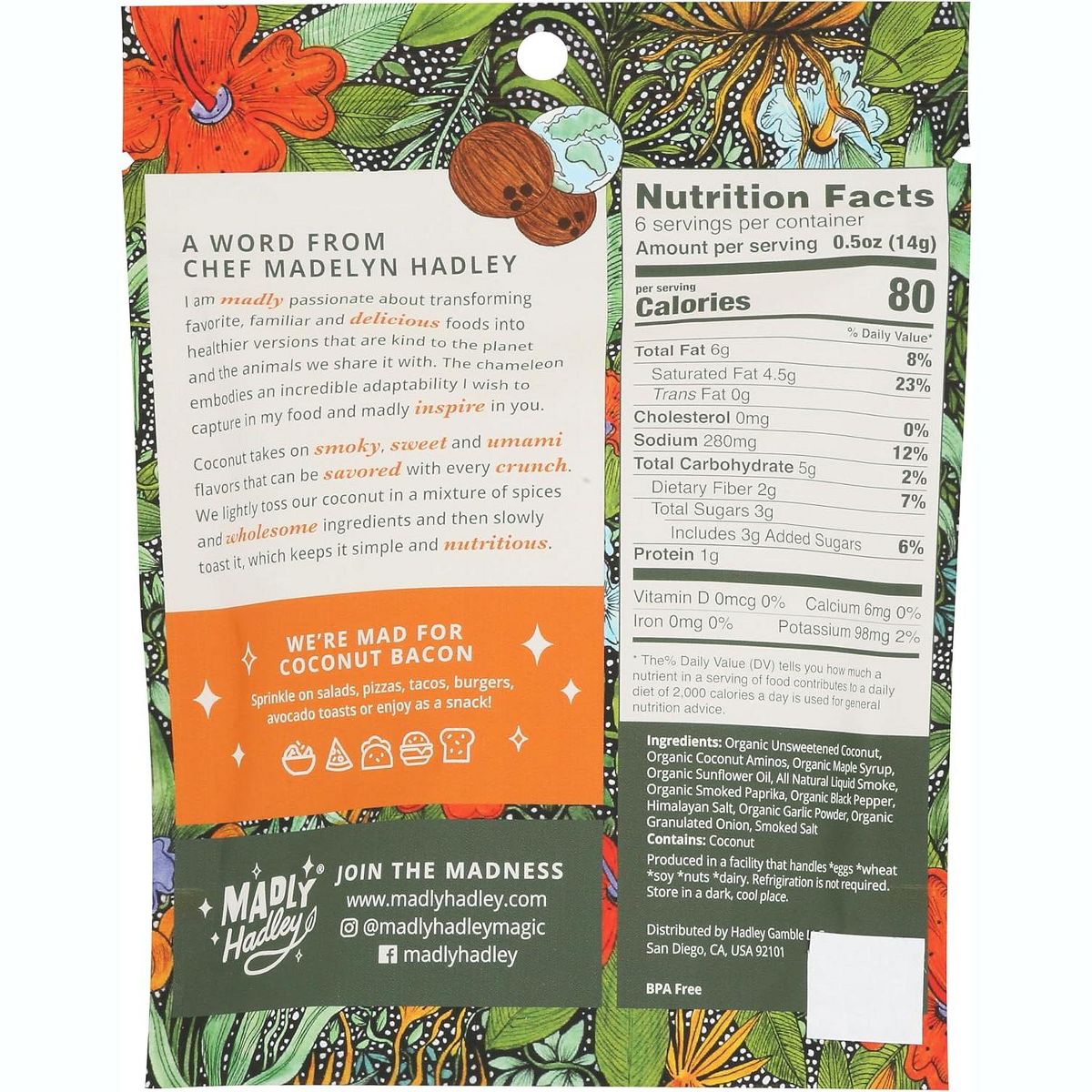 Madly Hadly Original Tocino de Coco a Base de Plantas - Caja de 6/3 oz - Imagen 4