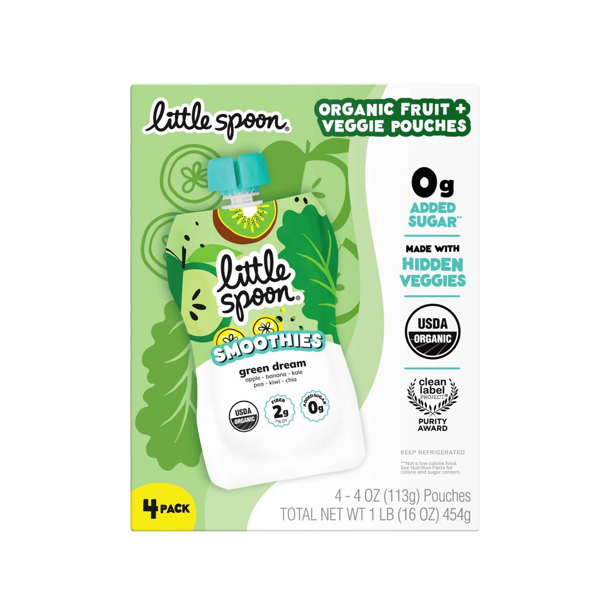 Little Spoon Green Dream Smoothie Orgánico para Niños - Bolsas Refrigeradas de 16 oz/4ct - Imagen 8