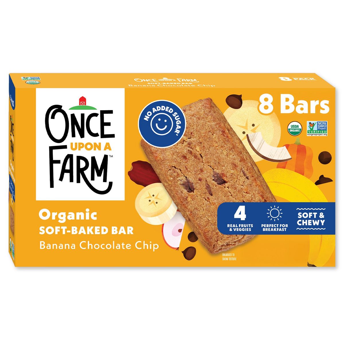Barritas de Snack Once Upon a Farm Plátano con Chips de Chocolate y Avena - 9.6 oz / 8 ct - Imagen 2