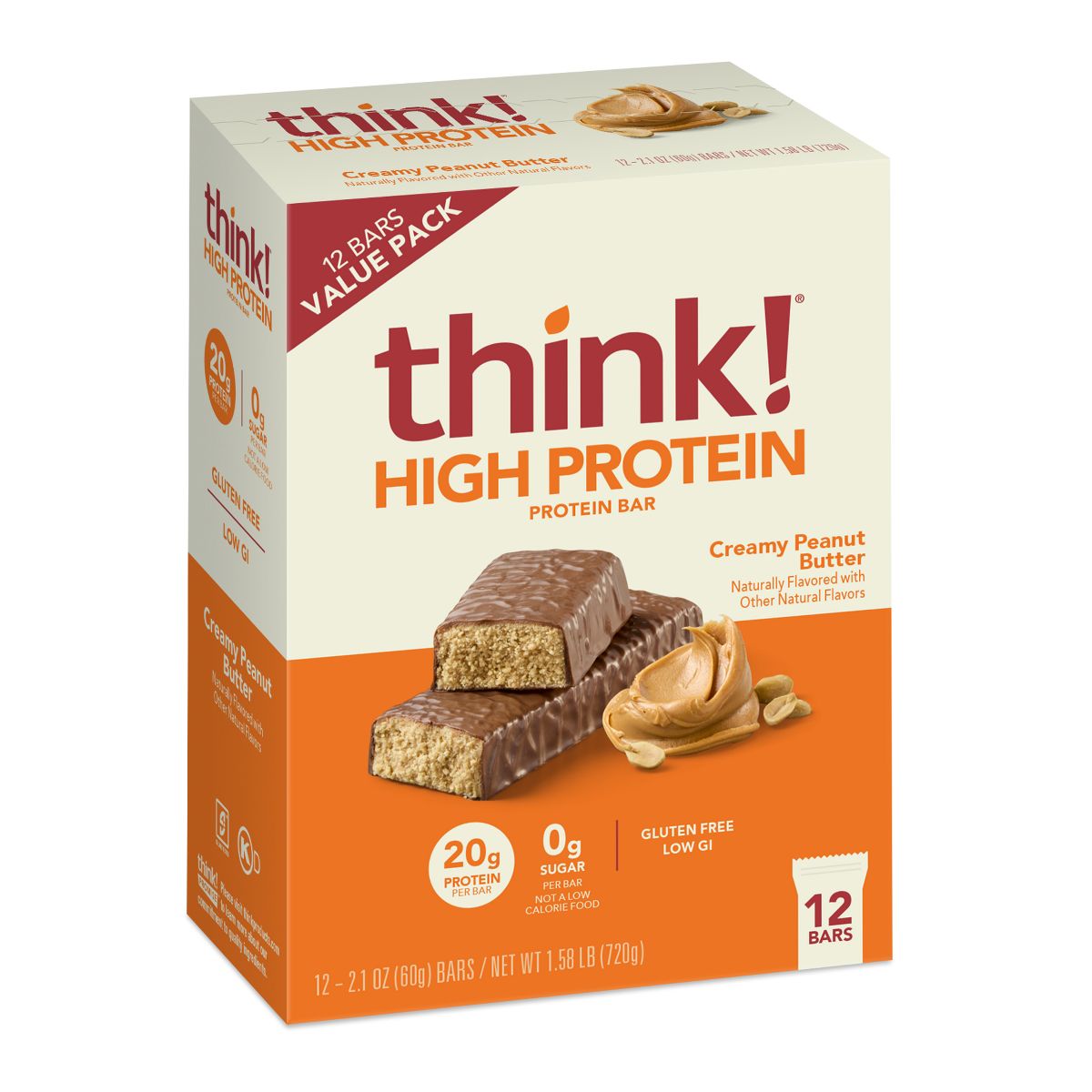 think! High Protein Barras de Mantequilla de Cacahuate Cremosa