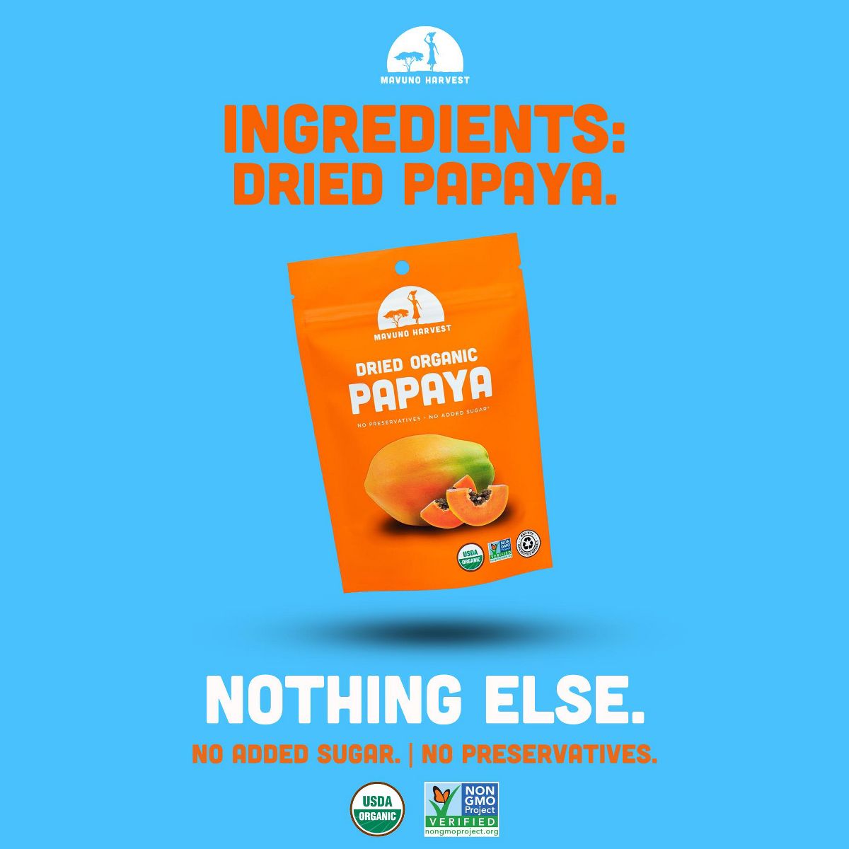 Mavuno Harvest Papaya Seca Orgánica para Snack, Merienda Vegana y Sin Gluten, Saludable sin Conservantes ni Azúcares Añadidos - Imagen 4