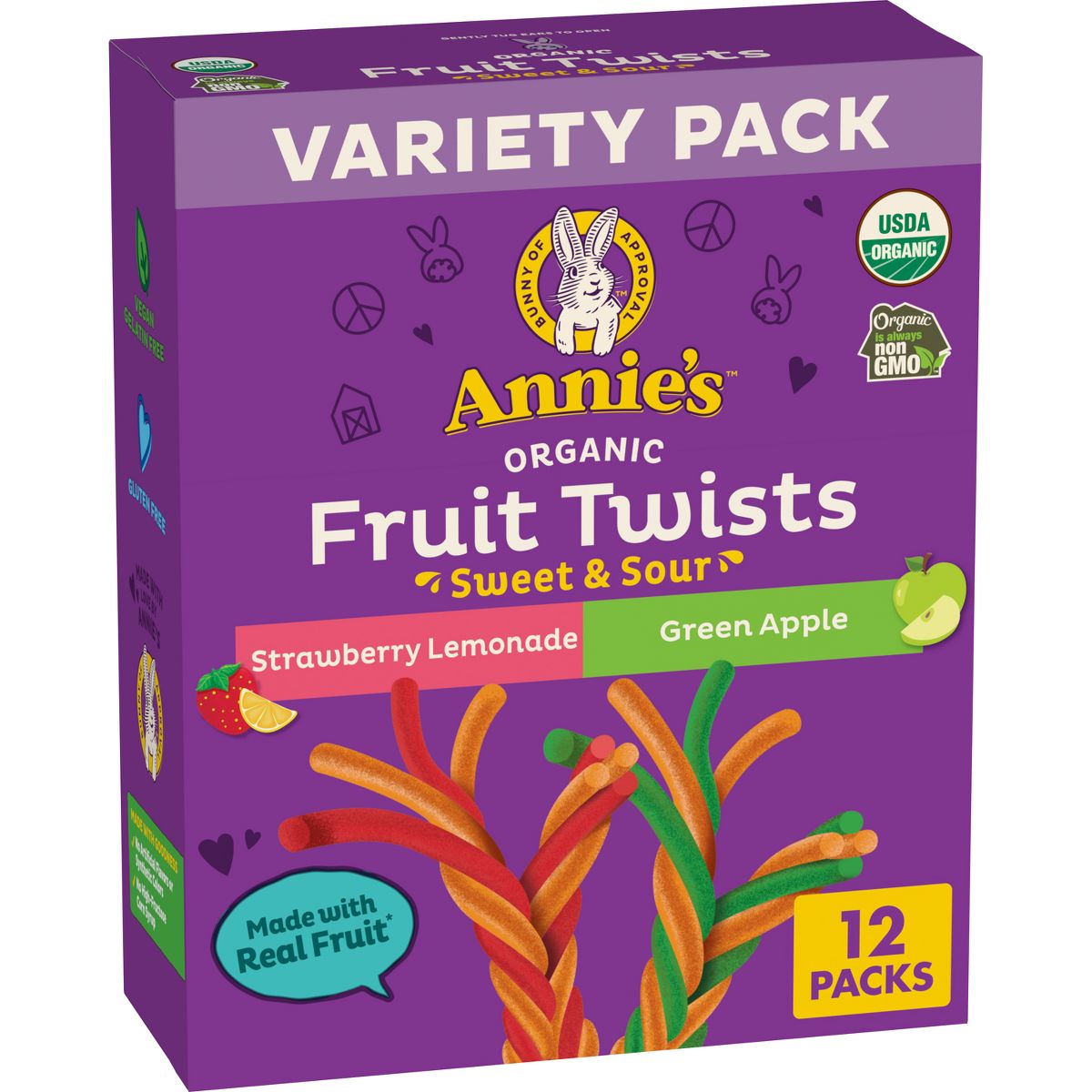 Annie's Organic Sweet & Sour Twists Fruit Snacks - 7.68 oz/12 ct - Imagen 2