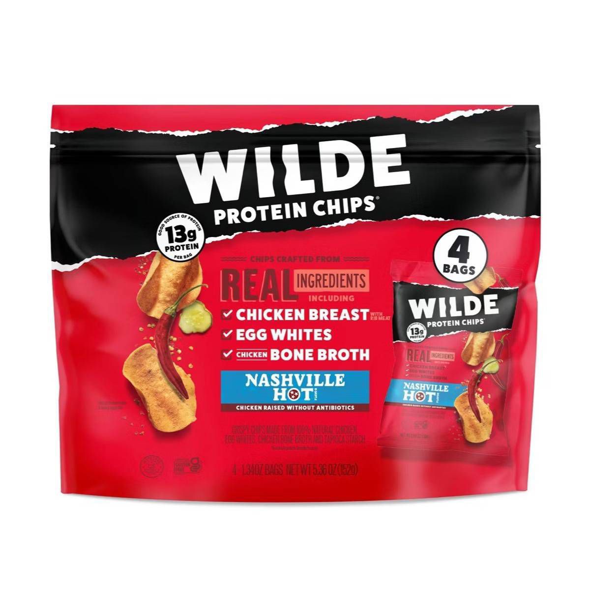 WILDE Papas con 13g de Proteína - Sabor Nashville Hot - Paquete con 4 - Imagen 2