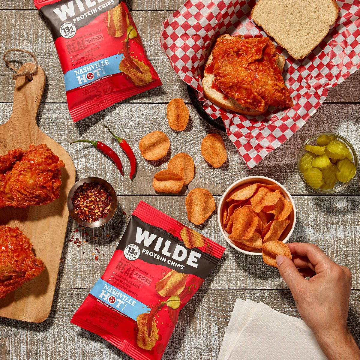 WILDE Papas con 13g de Proteína - Sabor Nashville Hot - Paquete con 4 - Imagen 3