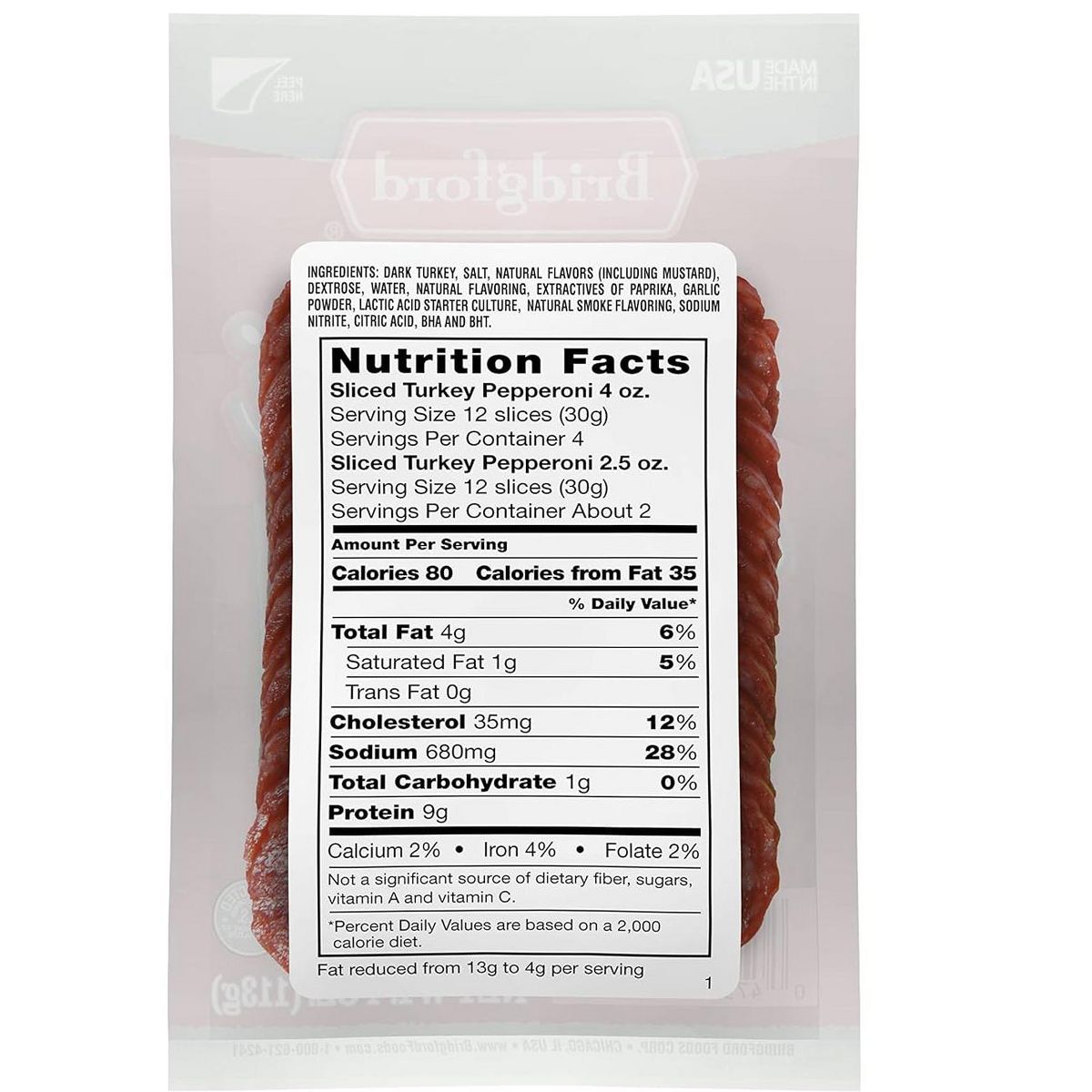 Bridgford Sliced Turkey Pepperoni 4 oz - Rodajas de Pepperoni para Pizza y Sándwiches - Snacks Saludables Ahumados Naturalmente para Dietas Bajas en Carbohidratos y Keto - Imagen 3