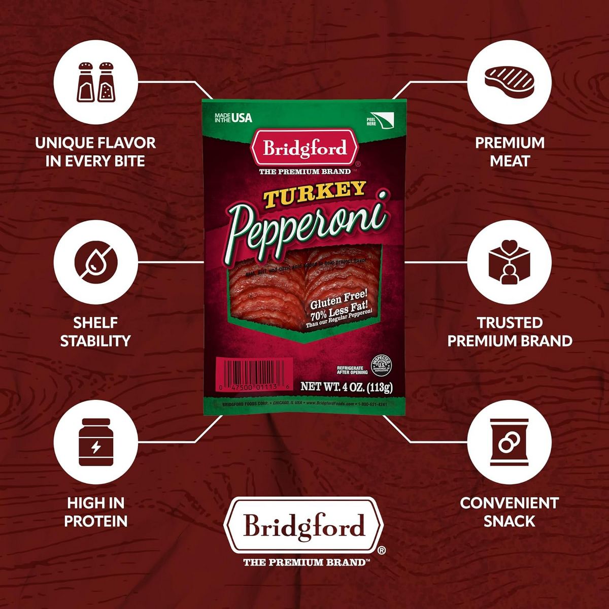 Bridgford Sliced Turkey Pepperoni 4 oz - Rodajas de Pepperoni para Pizza y Sándwiches - Snacks Saludables Ahumados Naturalmente para Dietas Bajas en Carbohidratos y Keto - Imagen 10