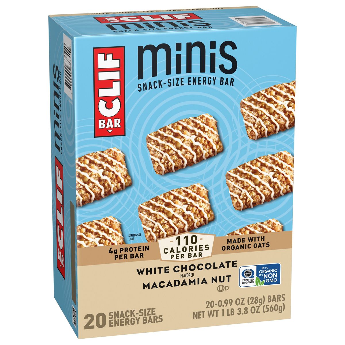 CLIF Bar Mini Barrita de Granola con Proteína Sabor Chocolate Blanco y Macadamia Hecha con Avena Orgánica - 19.8 oz / 20 piezas - Imagen 8