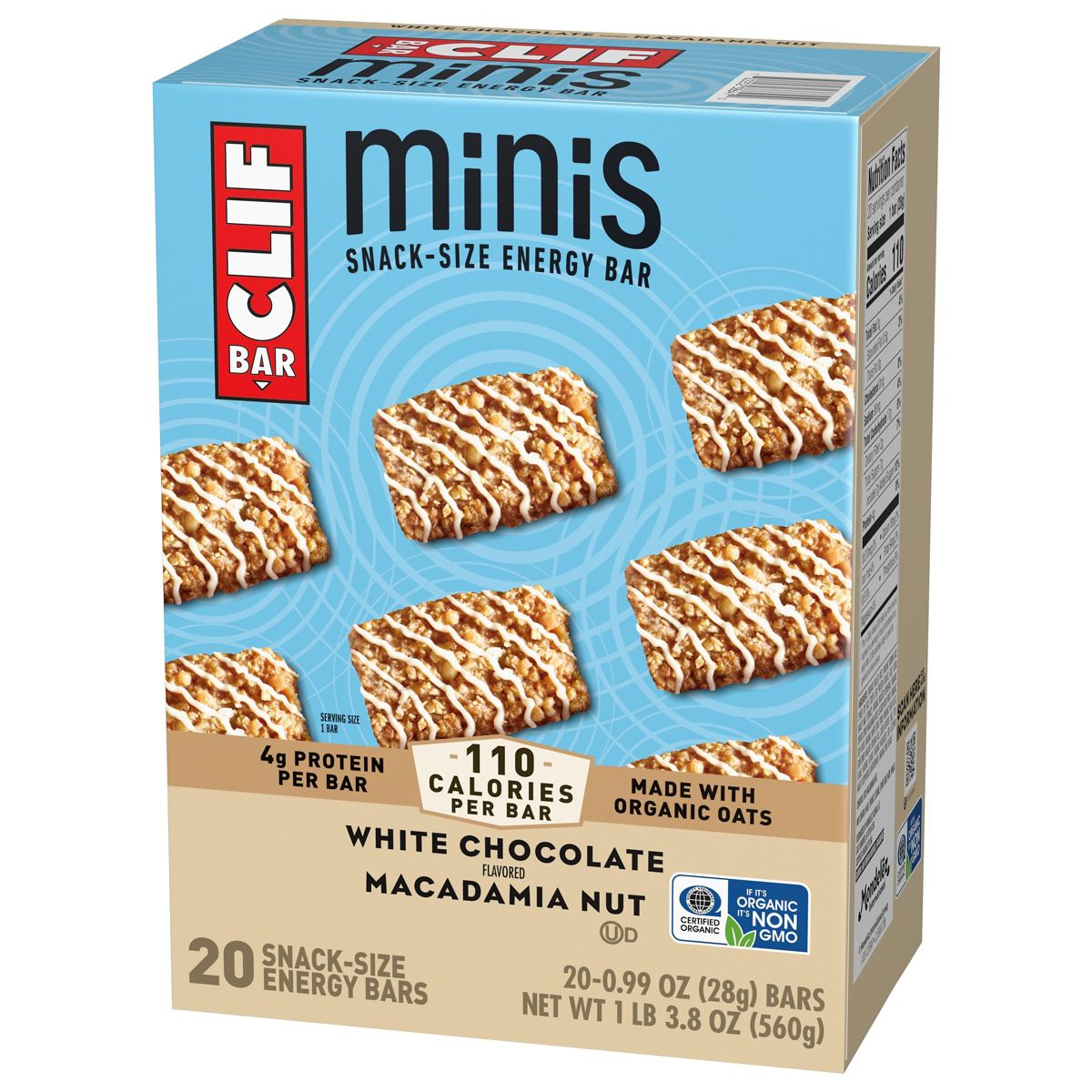 CLIF Bar Mini Barrita de Granola con Proteína Sabor Chocolate Blanco y Macadamia Hecha con Avena Orgánica - 19.8 oz / 20 piezas - Imagen 9