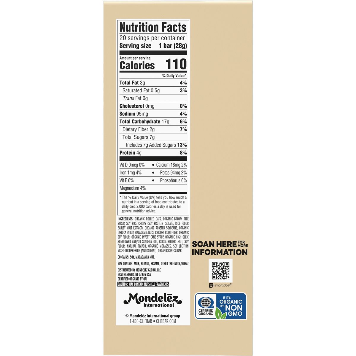 CLIF Bar Mini Barrita de Granola con Proteína Sabor Chocolate Blanco y Macadamia Hecha con Avena Orgánica - 19.8 oz / 20 piezas - Imagen 11