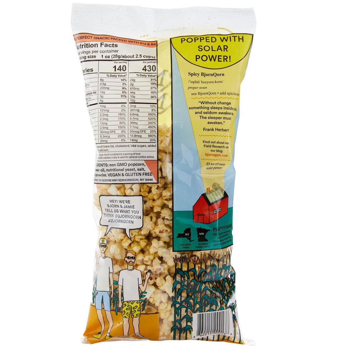 BjornQorn Picante, Paquete de 12 (3 oz) de Palomitas - Imagen 3