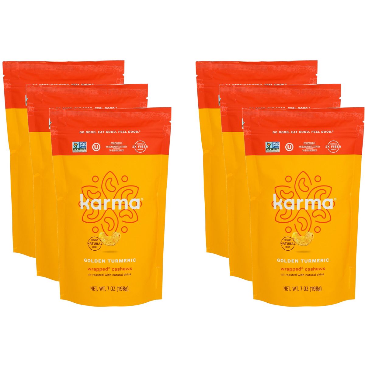 Karma Cashews Golden Turmeric - Paquete de 6 - 7 oz