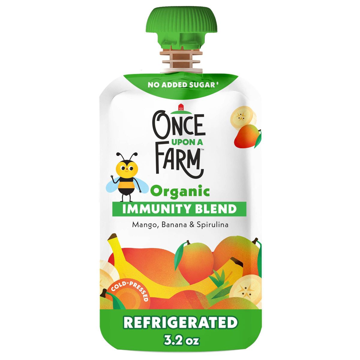 Once Upon a Farm Batido Orgánico de Inmunidad Mango Plátano Espirulina para Niños - 3.2 oz