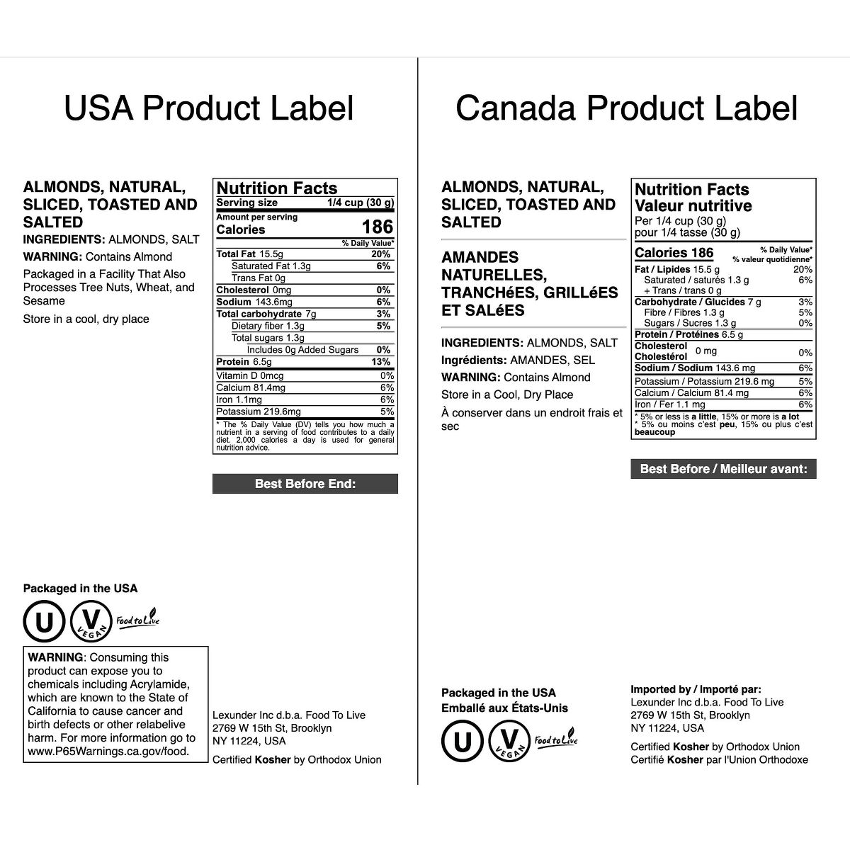 Almendras Fileteadas Tostadas Naturales con Sal del Himalaya - por Food to Live - Imagen 4