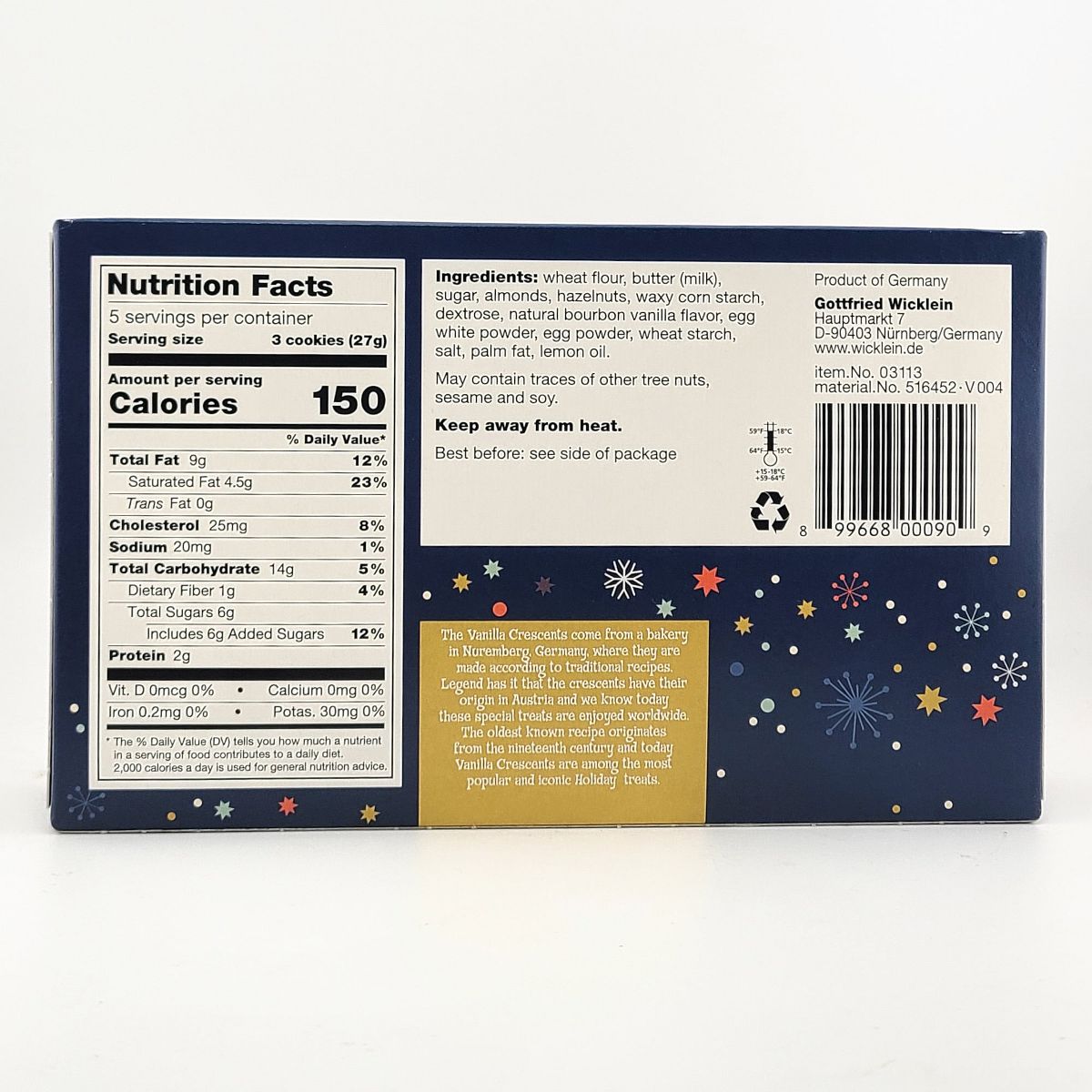 Galletas de Mantequilla Wicklein en Forma de Media Luna Sabor Vainilla 4.59 oz / 130 g - Imagen 6