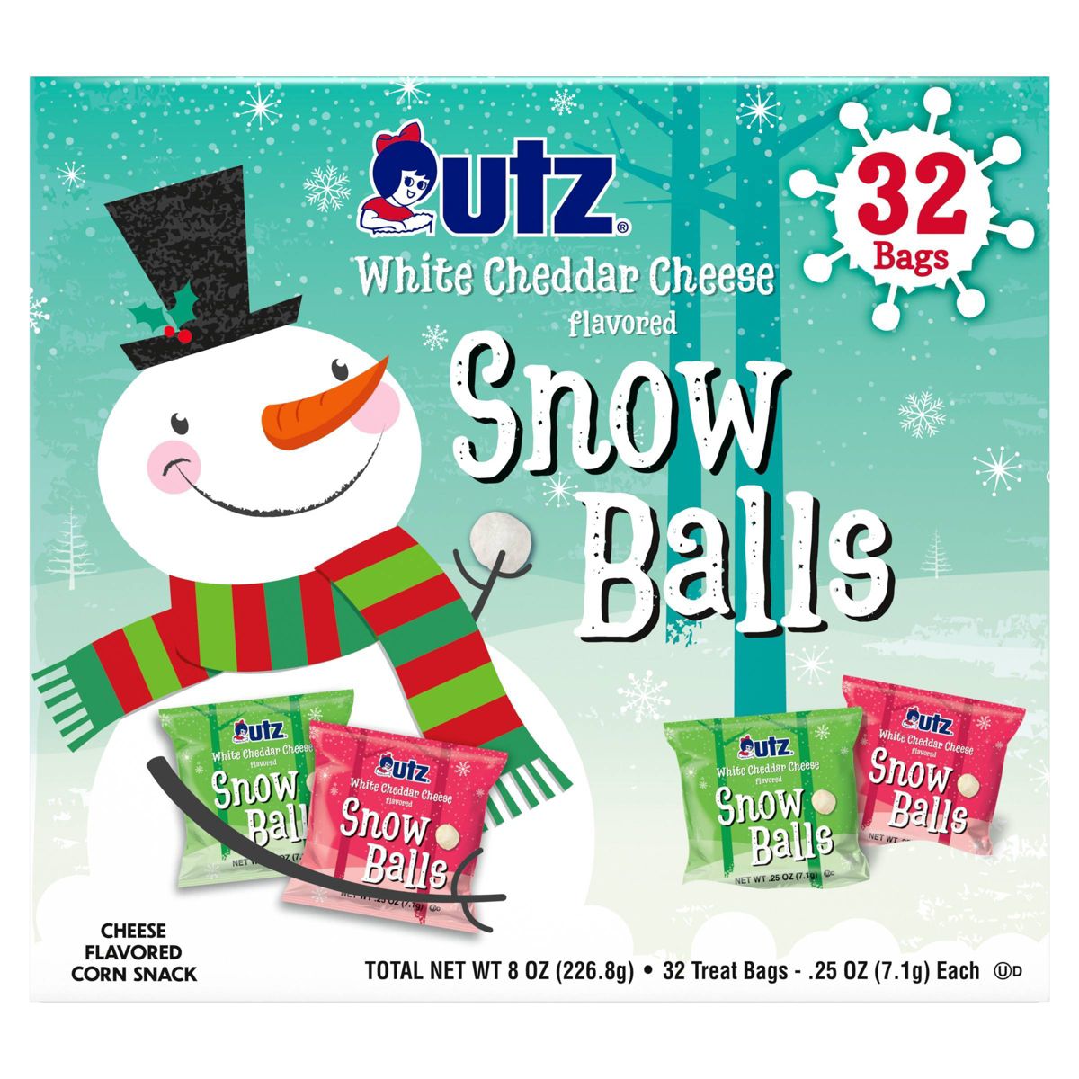 Utz Snow Balls White Cheddar Multipack Botana para Fiestas - 8oz/32ct - Imagen 2