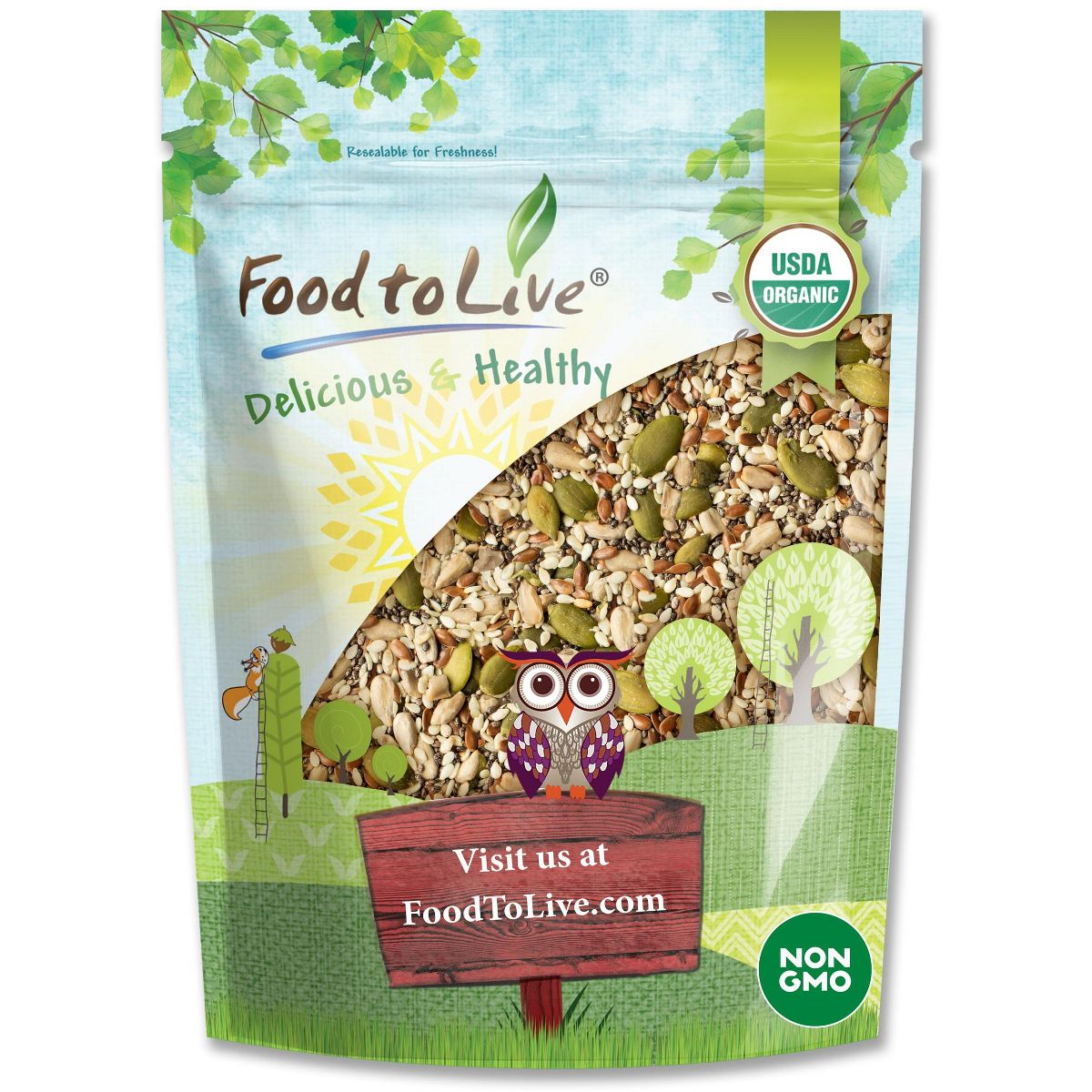 Mezcla Orgánica de 5 Semillas Super - por Food To Live