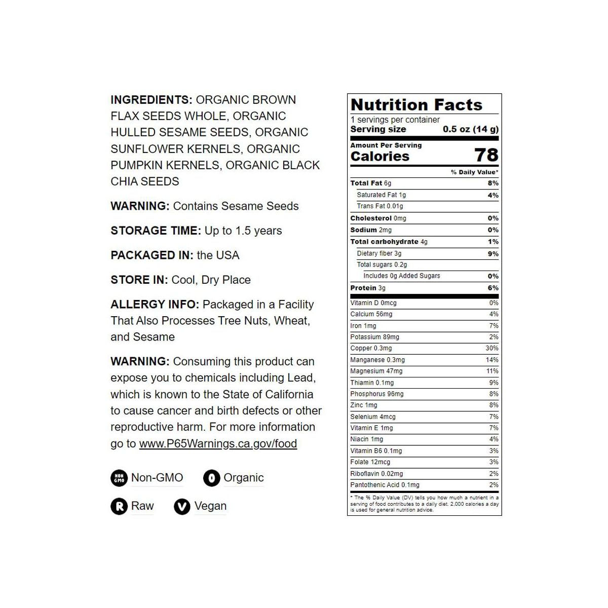 Mezcla Orgánica de 5 Semillas Super - por Food To Live - Imagen 5